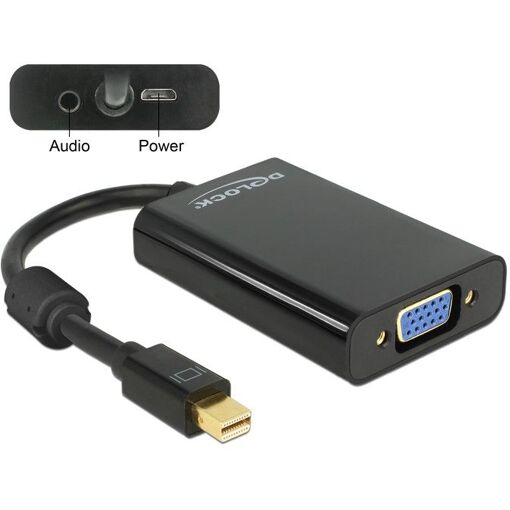 Adaptateur Delock DisplayPort mini vers VGA avec audio et alimentation
