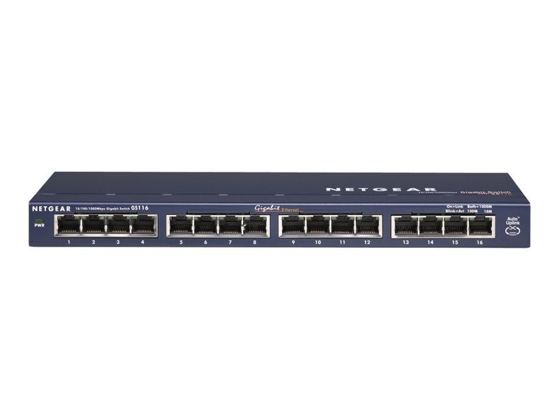 Conmutador de escritorio Netgear Gigabit GS116 con 16 puertos