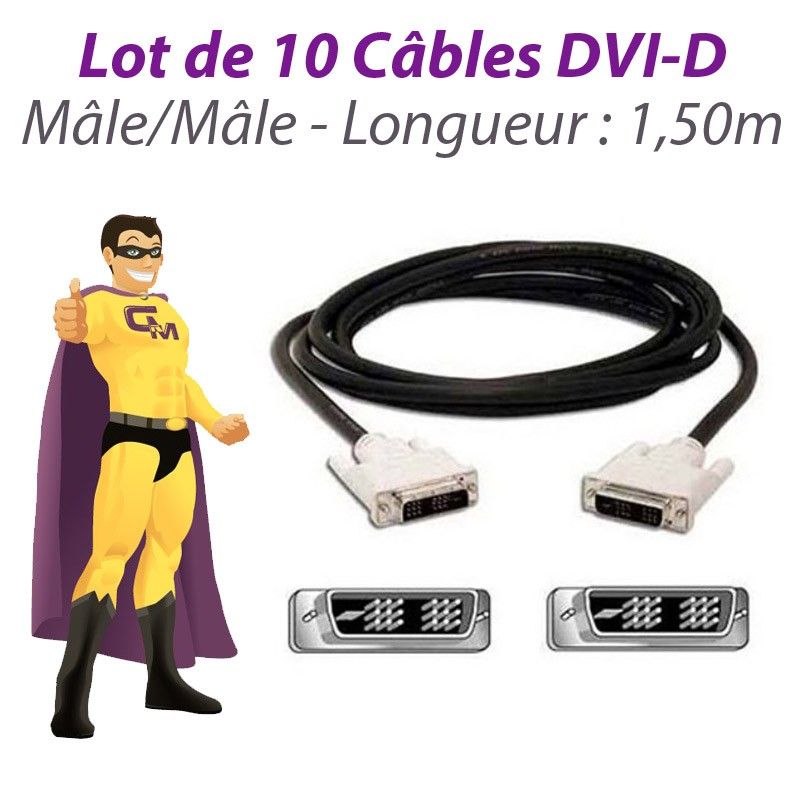 N.C. DVI-D Digital Visual Cable, 10 Pack, 1.5m, Ferrite Shielding