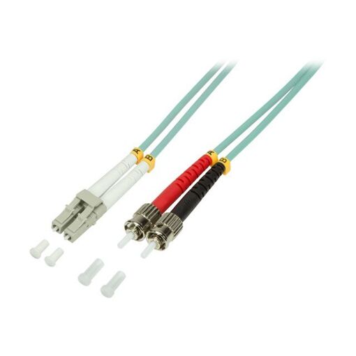 2direct Optical Cable - 1m ST to LC Multi-Mode Duplex Fiber Optic Cable, OM3, 50/125 Micron, Halogen-Free, Turquoise