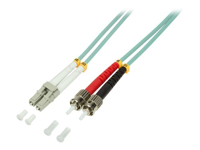 2direct Optical Cable - 1m ST to LC Multi-Mode Duplex Fiber Optic Cable, OM3, 50/125 Micron, Halogen-Free, Turquoise