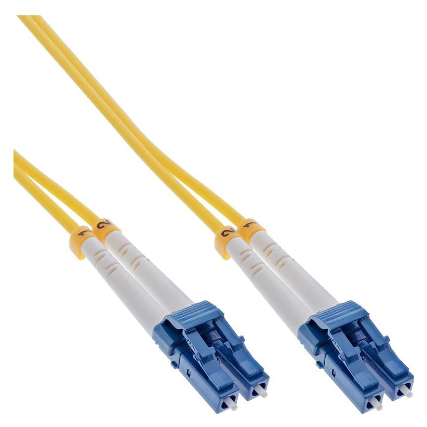 INTOS ELECTRONIC LC (M) Single-Mode Fiber Optic Cable, 0.5m, Duplex, 9/125µm, OS2, Halogen-Free, Yellow