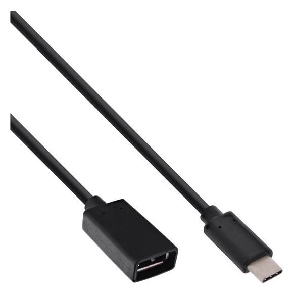 INTOS ELECTRONIC USB Adapter - 24-Pin USB-C (M) to USB Type A (F) - USB 3.1 - 3A - 6in - Black
