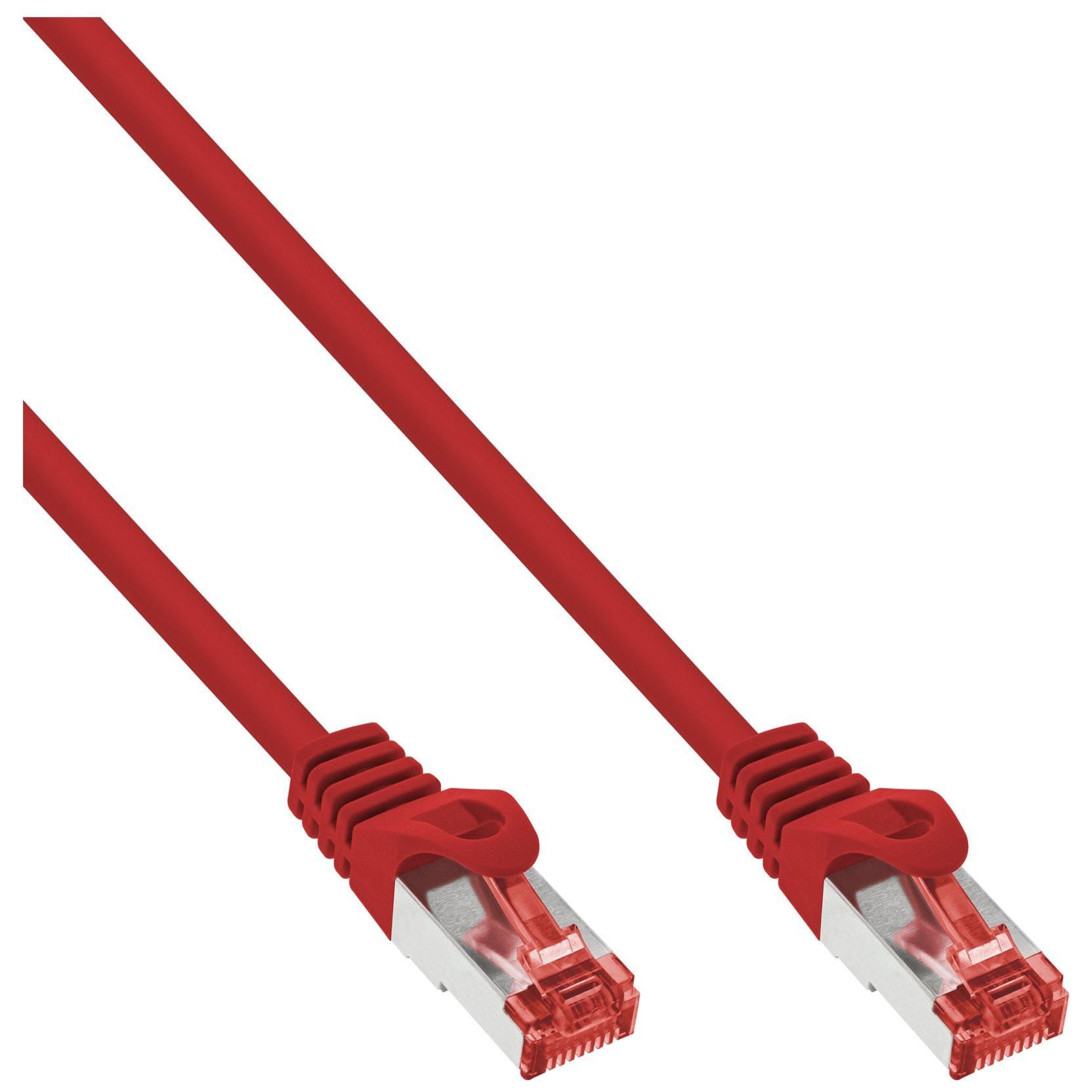Cable de conexión INTOS ELECTRÓNICA RJ-45 (M) a RJ-45 (M) - 30 cm - SFTP, PiMF - CAT 6 - moldeado, sin gancho - rojo