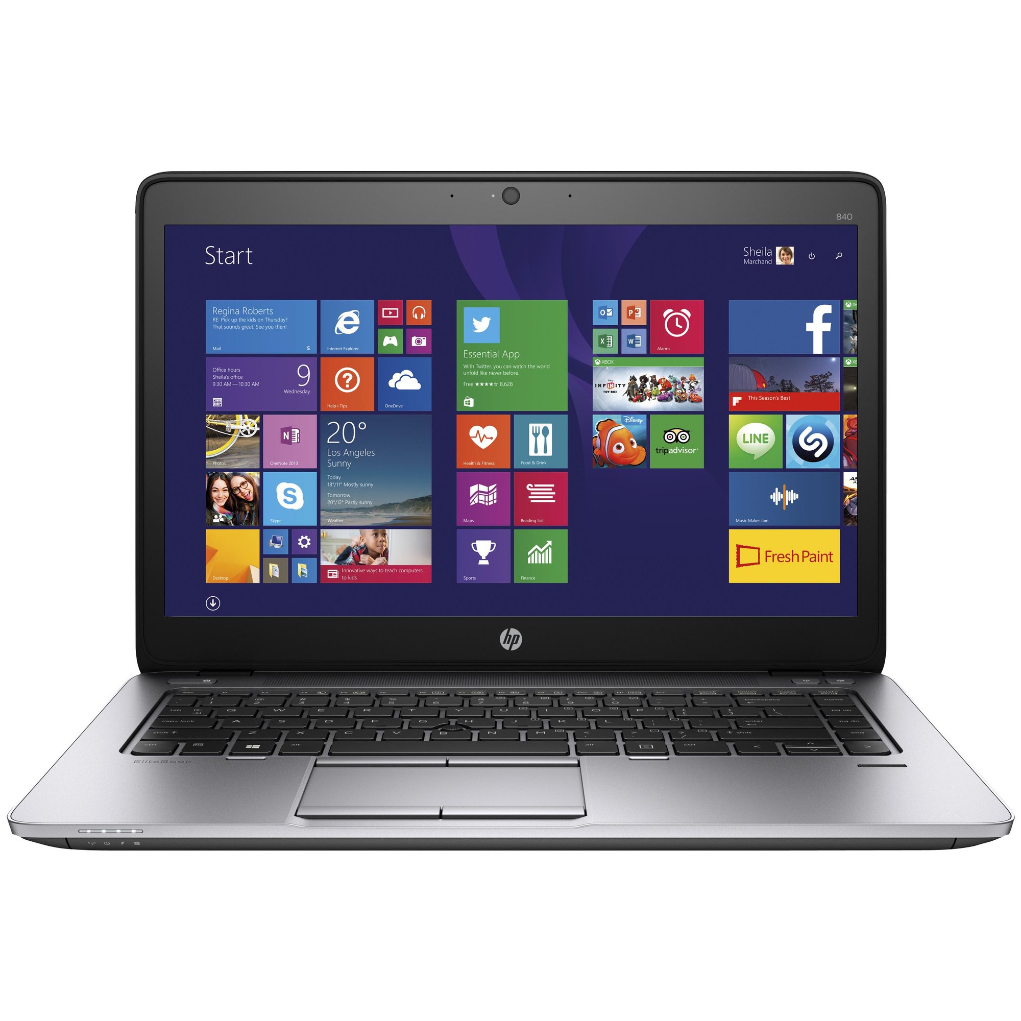 HP EliteBook 840 G1 Core i5 Laptop, 14" HD+, 4GB DDR3, 500GB HDD, Wi-Fi 4 (802.11n), Windows 7 Professional, Silver