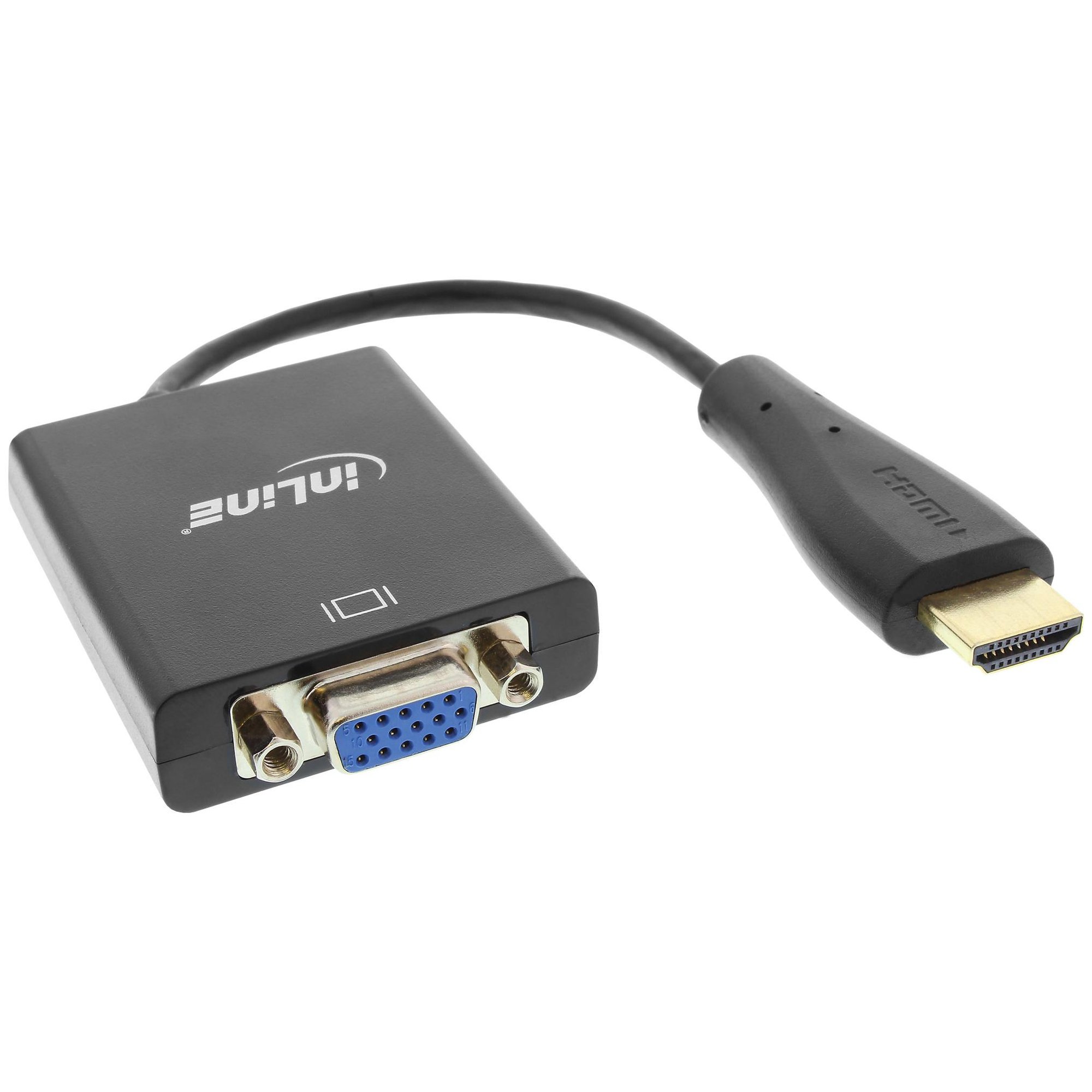 Cable convertidor InLine HDMI a VGA con audio estéreo, Negro