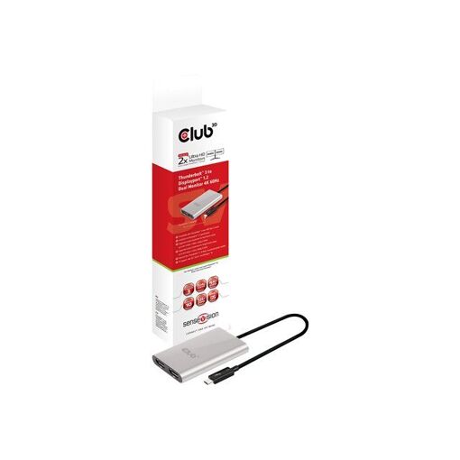 Adaptateur vidéo externe Club 3D SenseVision - Thunderbolt 3 - 2 x DisplayPort - Aluminium brossé