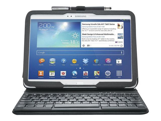 Kensington KeyFolio Pro Wireless Bluetooth Keyboard and Case - Black - for Samsung Galaxy Tab 3 (10.1')