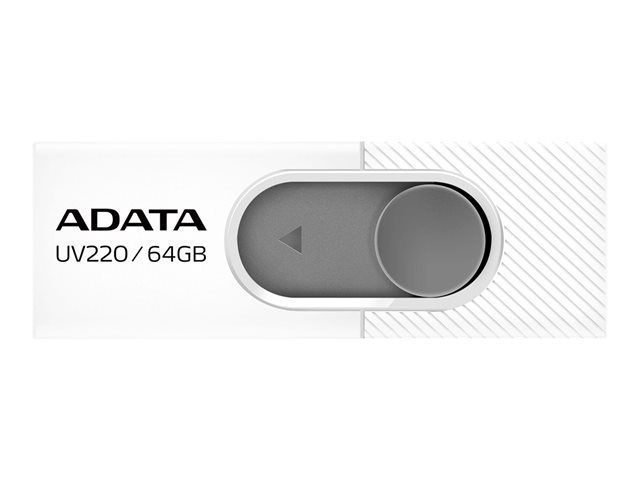 Clé USB ADATA UV220 - 64 Go - USB 2.0 - Blanc/Gris