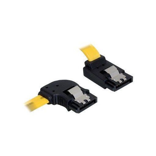 Delock SATA Cable - 50cm, Left-Angled Connectors, Locked, Yellow