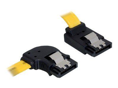 Delock SATA Cable - 50cm, Left-Angled Connectors, Locked, Yellow