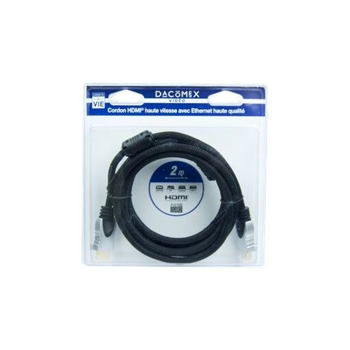 Câble HDMI DACOMEX avec Ethernet - 2 m, prise en charge 4K