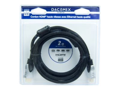 Câble HDMI DACOMEX avec Ethernet - 2 m, prise en charge 4K