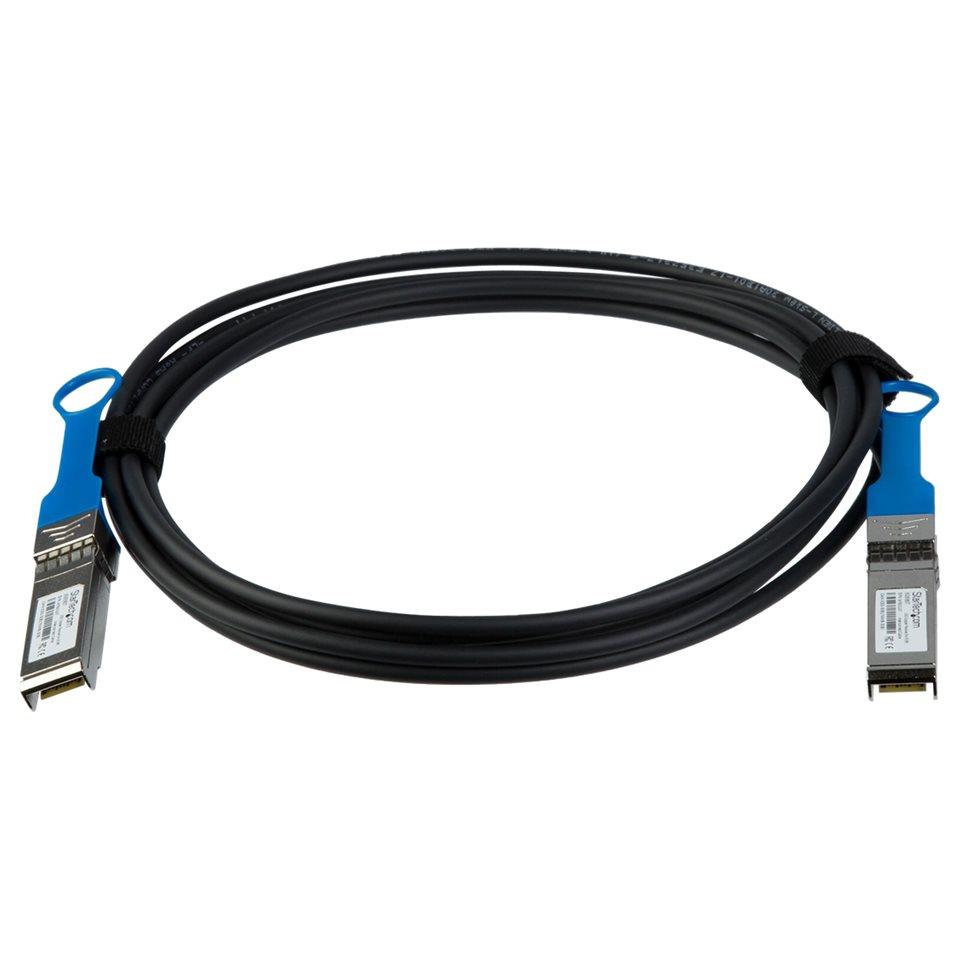 Cable StarTech de conexión directa SFP+ de 3 metros - Compatible con HP J9283B - Cordon SFP+ de 10G - Cable Twinax pasivo - Cable DAC - Cable de conexión directa 10GBase - SFP+ (M) bloqueado para SFP+ (M) bloqueado - 3 metros - twinaxial
