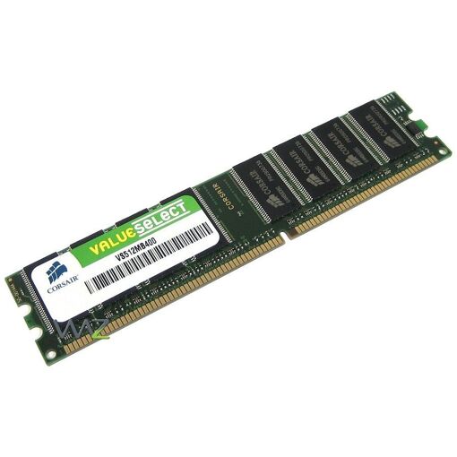 Módulo Corsair Value Select 512 MB DDR (184 pines DIMM, 400 MHz/PC3200, CL2.5, sin búfer, no ECC)