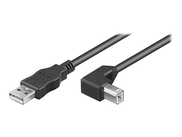 Wentronic USB Cable - Type B to Type B - USB 2.0 - 5m - 90° Connector - Black