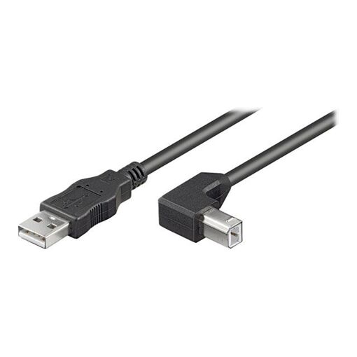 Wentronic USB Cable - Type B to Type B - USB 2.0 - 5m - 90° Connector - Black