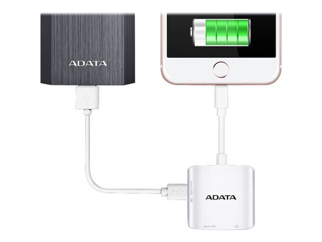 ADATA AI910 Lightning Card Reader Plus - SDHC, microSDHC, SDXC, MicroSDXC - Lightning/USB 2.0
