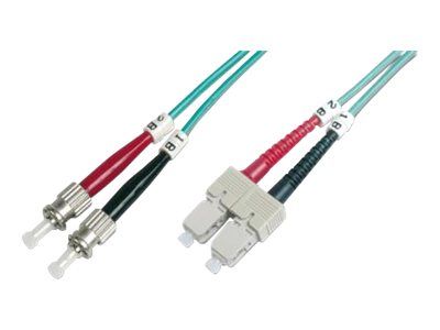 Assmann OM3 Multi-Mode Fiber Optic Cable, 1m, ST to SC, Duplex, 50/125 Microns