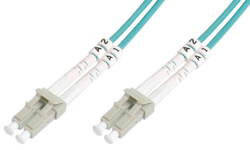Digitus Professional LC Multi-Mode Fiber Optic Cable, 15m, Duplex, OM3, 50/125 Microns, Halogen-Free, Turquoise