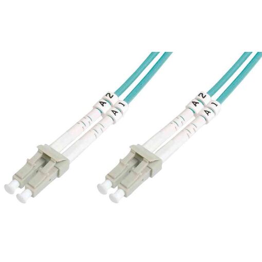 Digitus Professional LC Multi-Mode Fiber Optic Cable, 15m, Duplex, OM3, 50/125 Microns, Halogen-Free, Turquoise
