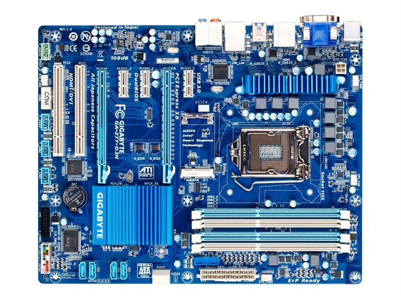 Gigabyte Z77-D3H ATX Motherboard - Socket LGA1155 - Z77 Chipset - USB 3.0, Gigabit LAN, Built-in Graphics (CPU Required), 8-Channel HD Audio