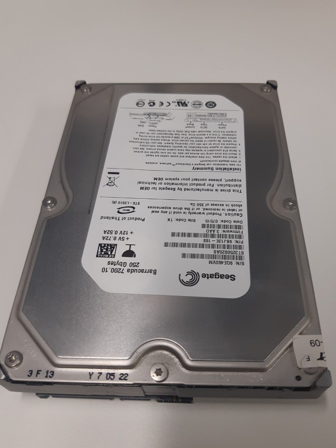 Seagate 250GB Desktop HDD - Internal Hard Drive - 3.5" - SATA 3Gb/s - 7200 RPM - 8MB Buffer