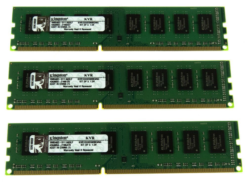 Micron Technology - DDR3 Memory Kit - 6GB (3x2GB) - 1333MHz, CL9, 1.5V, Non-Buffered, Unbuffered ECC, for ASUS Z8NA, Intel Server Board S5500, SUPERMICRO X8ST3, X8STi