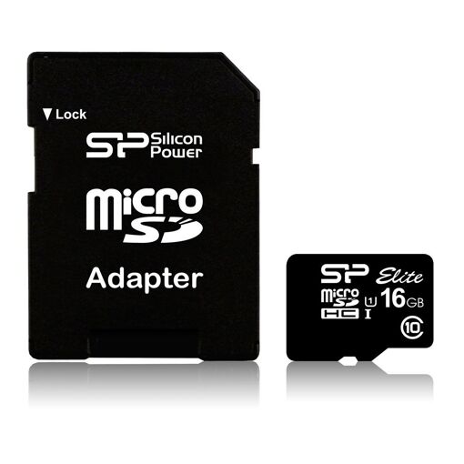 Carte mémoire Silicon Power Elite - 16 Go, Classe 10, UHS-I (adaptateur microSDHC inclus)