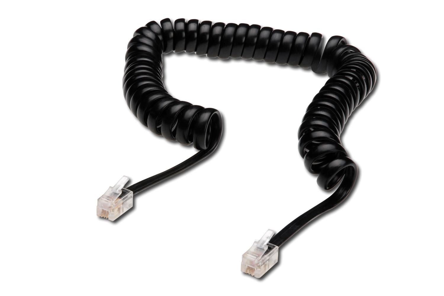 Assmann Phone Cable - RJ-10 (M) to RJ-10 (M) - Unshielded - Flat - Black