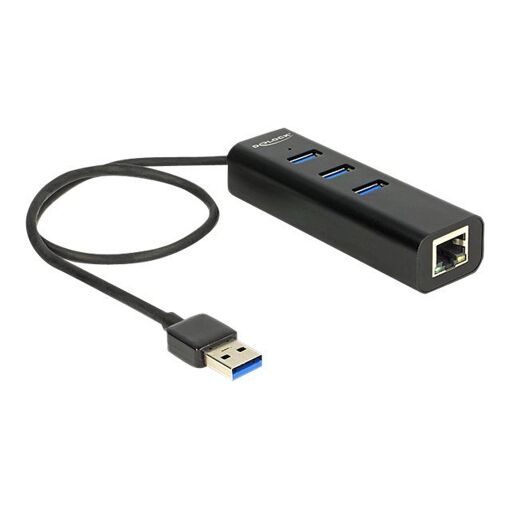 Concentrateur Delock 3 ports USB 3.0 avec Ethernet Gigabit