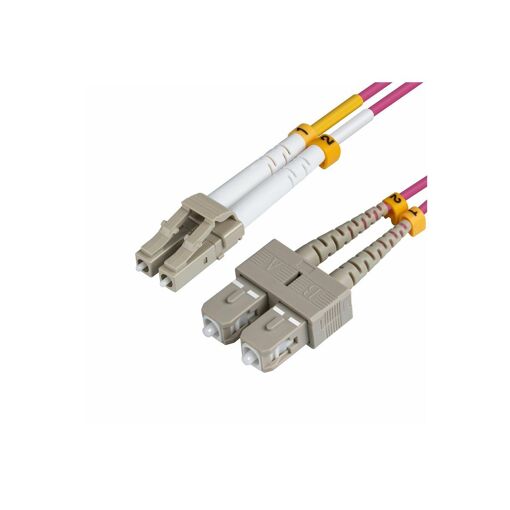 MicroConnect Multimode Fiber Optic Cable - 3m, LC/UPC to SC/UPC, OM4, 50/125 Microns, Halogen-Free, Violet