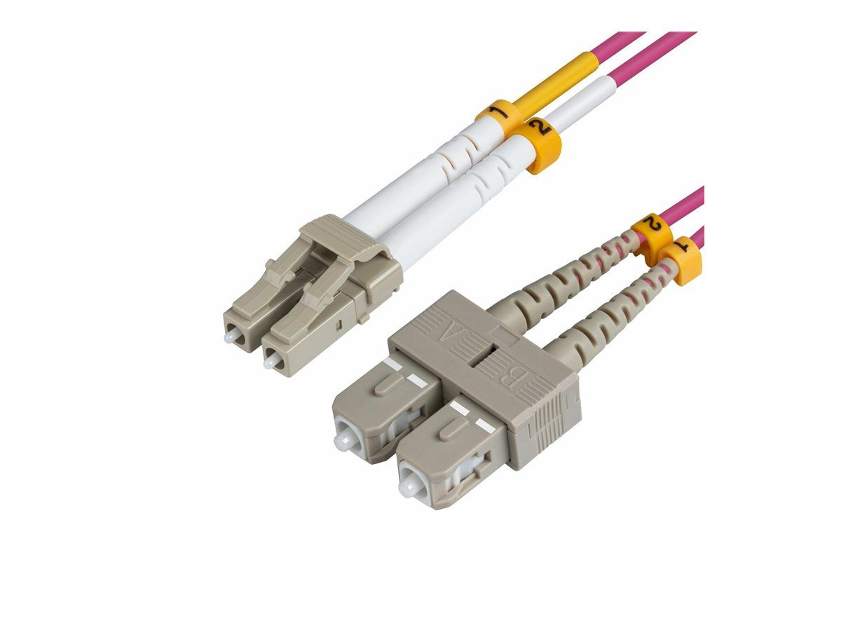 MicroConnect Multimode Fiber Optic Cable - 3m, LC/UPC to SC/UPC, OM4, 50/125 Microns, Halogen-Free, Violet