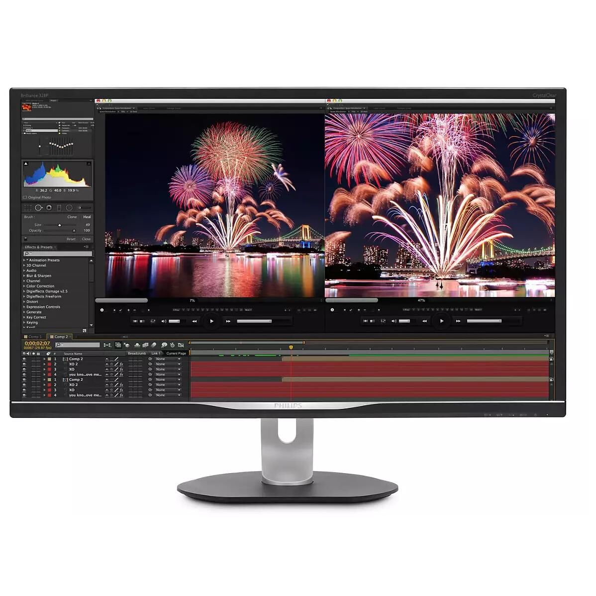 Philips Brilliance P-Line 328P6AUBREB - LED Monitor - 32" - 2560 x 1440 QHD @ 60Hz - IPS - 450 cd/m² - 1200:1 - HDR10 - 4ms - HDMI, VGA, DisplayPort, USB-C - Built-in Speakers - Textured Black