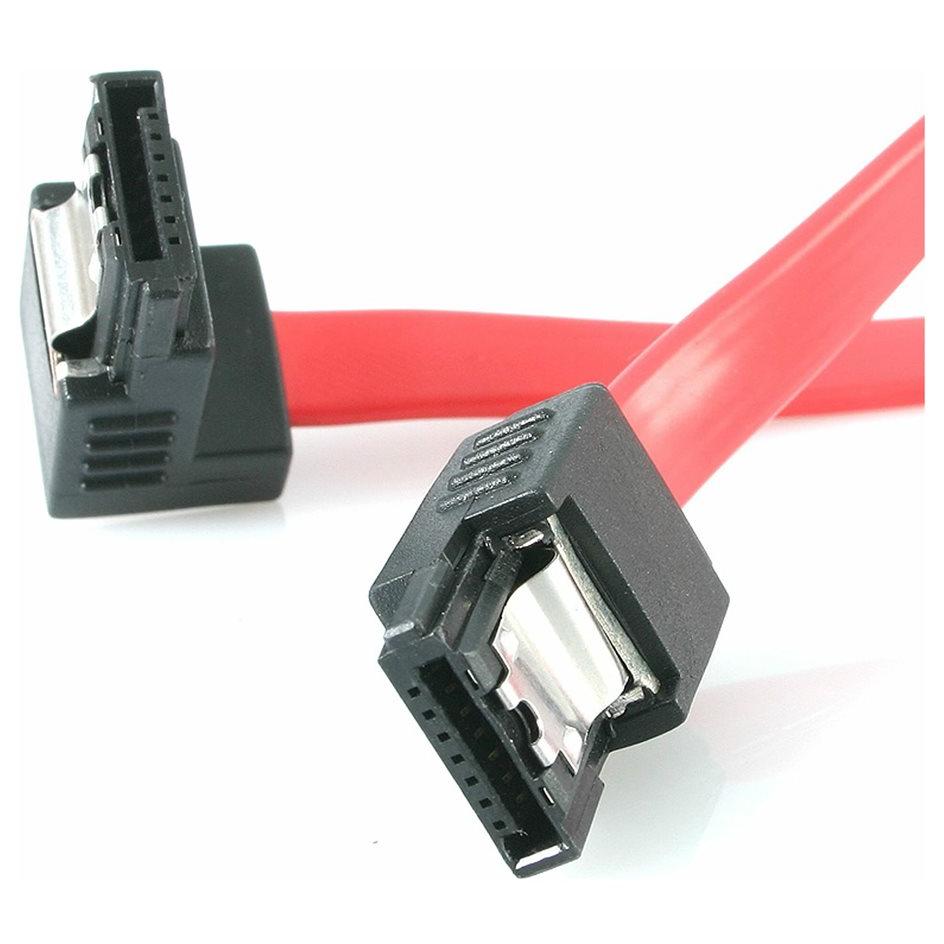 StarTech.com 45cm Right Angle SATA to SATA Series ATA Cable - 46cm - Locking, Bent Connector - Red