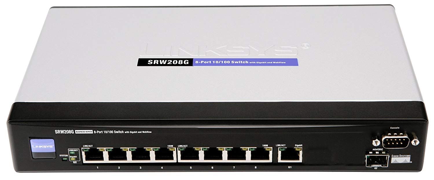 Conmutador Cisco SRW208G para pequeñas empresas - Conmutador Ethernet de 8 puertos con puerto SFP Gigabit