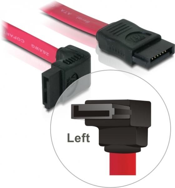 Delock SATA Cable - 22cm, 150/300 MB/s, Right Angle Connector, Red