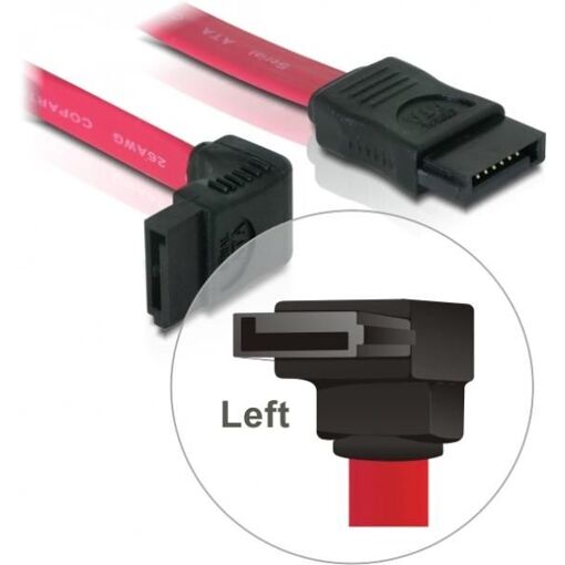 Delock SATA Cable - 22cm, 150/300 MB/s, Right Angle Connector, Red