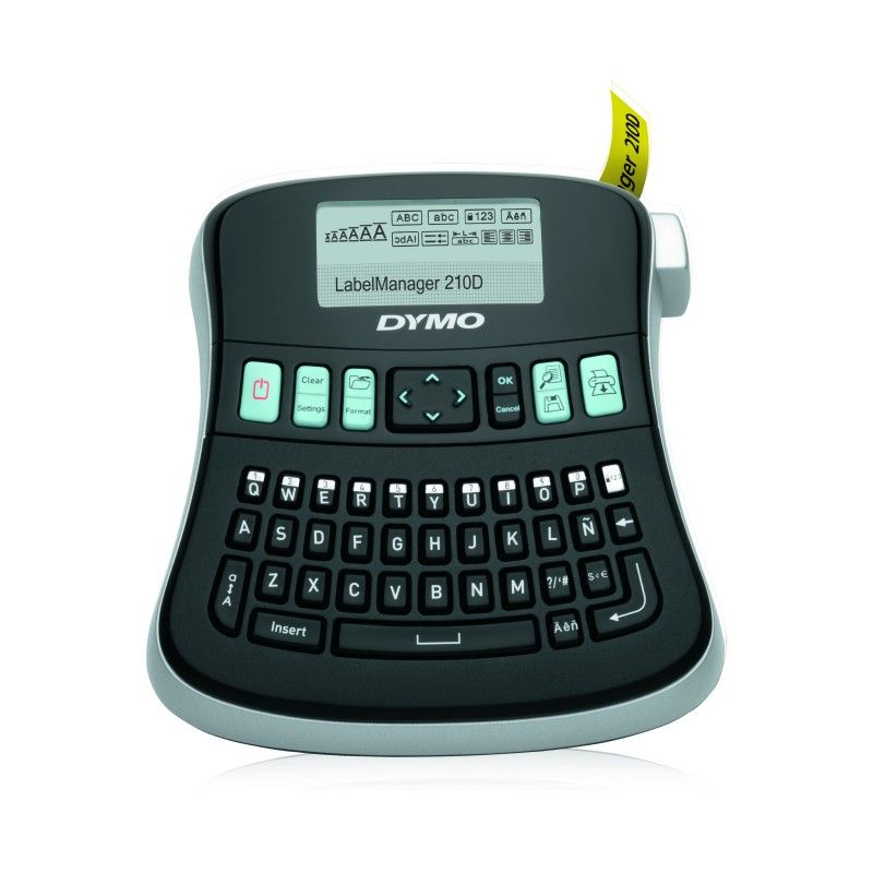 Dymo LabelMANAGER 210D Label Maker - Black and White - Thermal Transfer - 1.2 cm Roll - 180 dpi - Cutting Tool - 1 or 2 Line Print