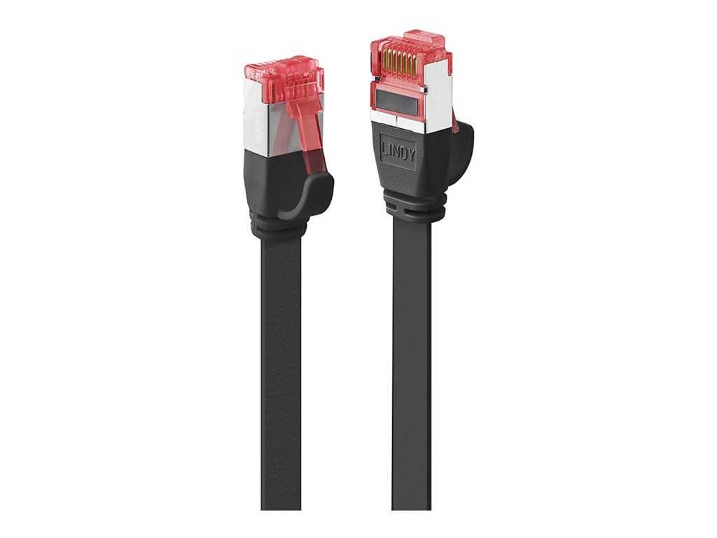 Lindy Ethernet Cable - 1m, CAT 6, Shielded Twisted Pair (U/FTP), RJ-45 to RJ-45, Flat, Black