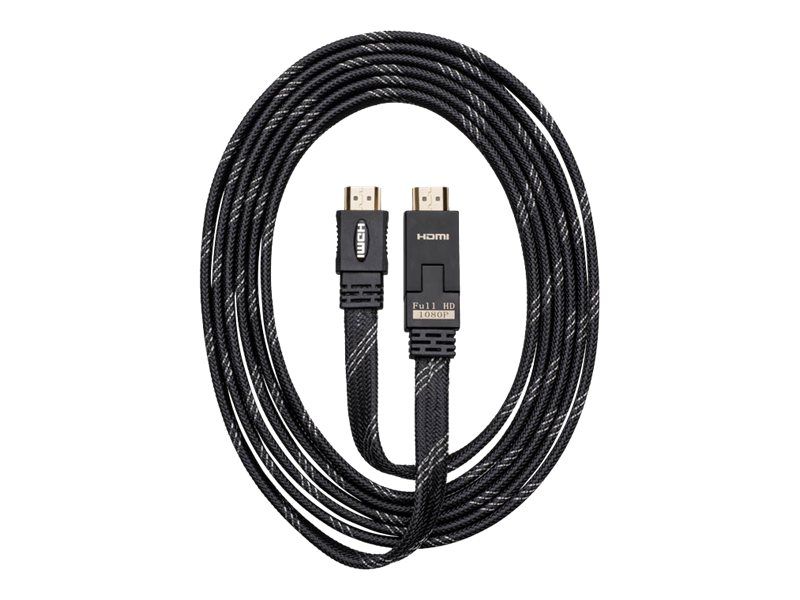 BigBen Interactive HDMI Cable with Ethernet - 3m, Black - 180 Degree Rotatable Connector, Supports 4K
