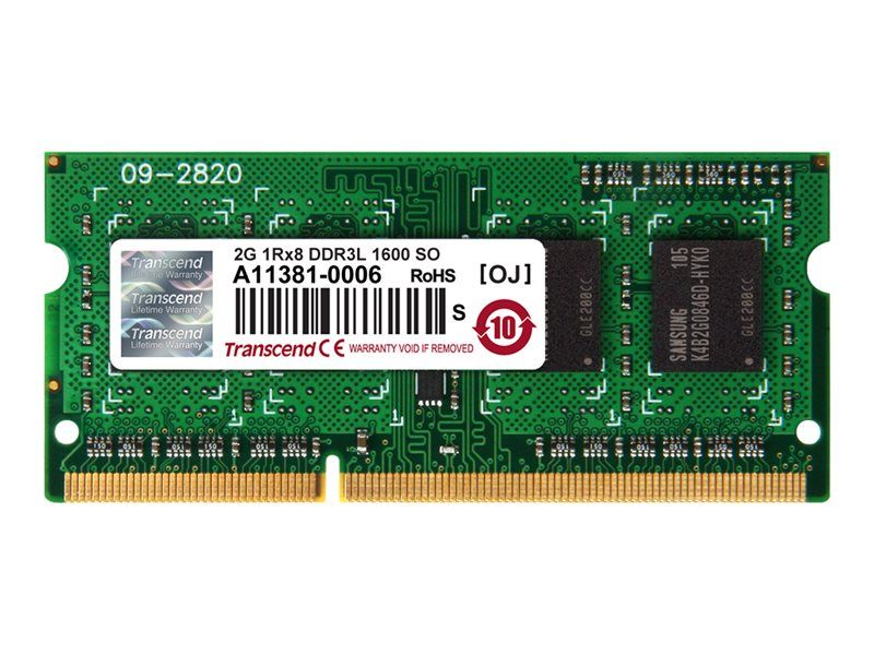 Transcend DDR3L 2GB SO DIMM 1600MHz (PC3L-12800) CL11, 1.35V Unbuffered Non-ECC Memory