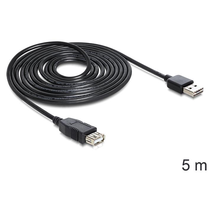 Delock Easy USB 2.0 A - 5m USB 2.0 A Cable - Black