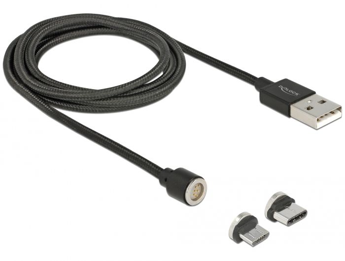 Delock 85723 USB 2.0 Cable, 1.1m, USB A to USB C/Micro-USB B, Black