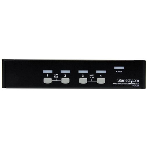 Conmutador KVM StarTech.com de 4 puertos VGA USB, montaje en rack - 1920x1440 - 4 puertos KVM - 1 usuario local - escritorio