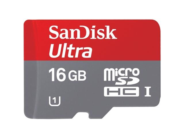 SanDisk Ultra MicroSDHC Card - 16GB, Class 10, UHS-I, Red/Silver