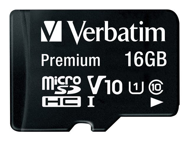 Verbatim 16GB MicroSDHC Card (with microSD to SD Adapter) - Class 10