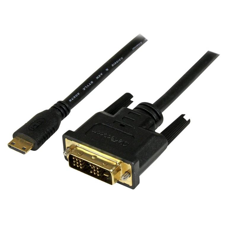 Cable adaptador StarTech Mini HDMI a DVI-D - 1 m, 1x Mini HDMI (Tipo C) macho a 1x DVI-D (18+1) macho