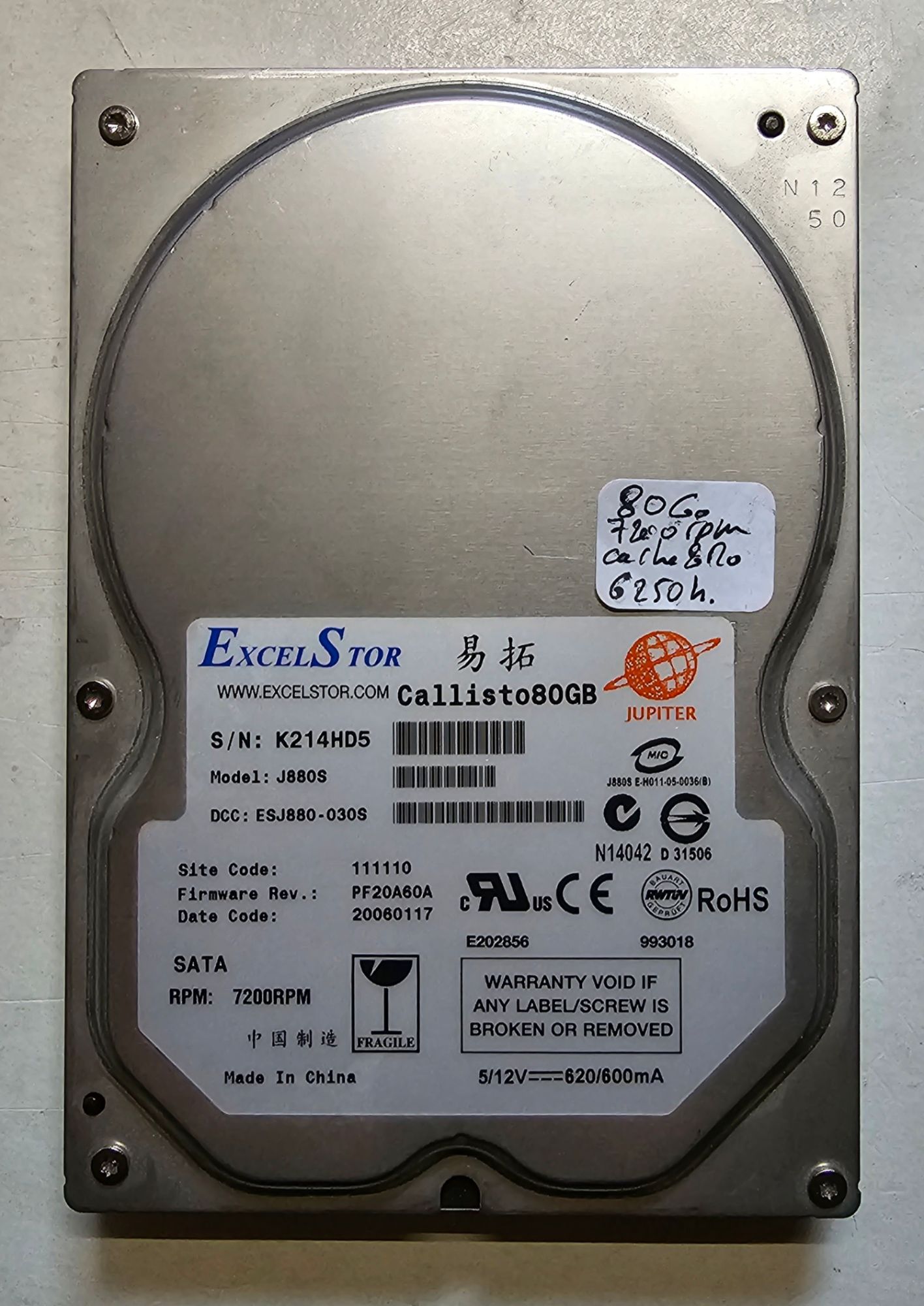 Excelstor Callisto J880 80GB Internal Hard Drive