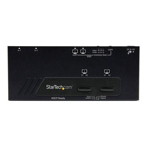 StarTech.com 2x2 HDMI Switch with Automatic and Priority Switching - Desktop HDMI Sharing/Matrice - 1080p - Video/Audio Switch